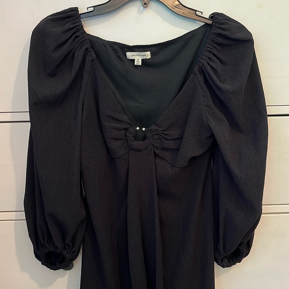 Max Studio black mid sleeve mini dress size s